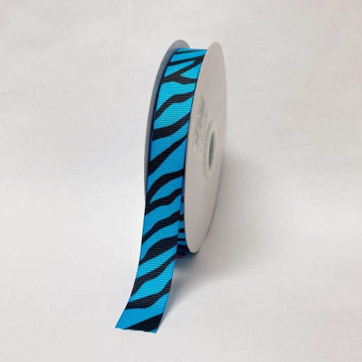 Turquoise Grosgrain Ribbon Animal Print - 5/8 Inch x 25 Yards