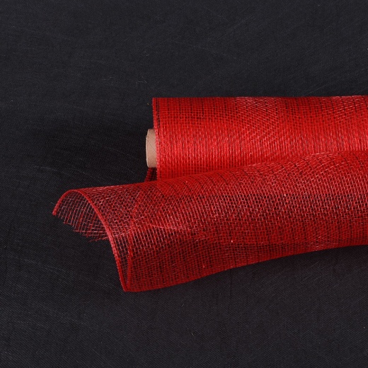 Deco Mesh Wrap Metallic Stripes Red Line ( 10 Inch x 10 Yards