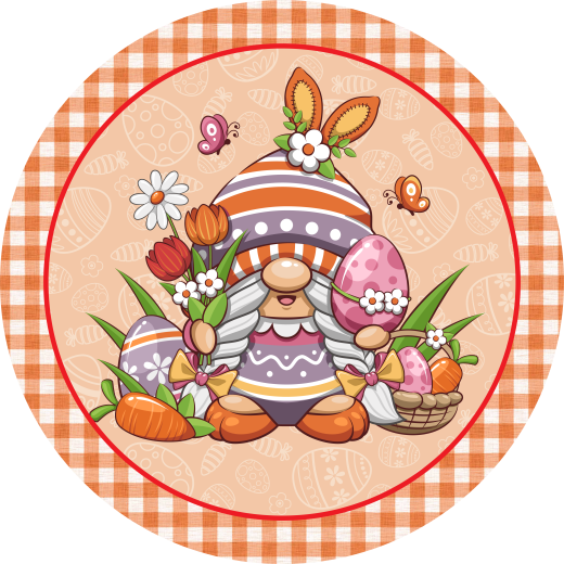 Easter Metal Sign: Gnome with Easter Eggs - Made in USA - BBcrafts