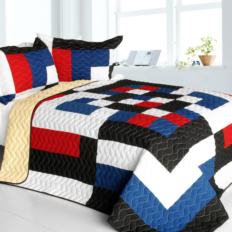 3Pc Vermicelli - Quilted Patchwork Quilt Set - Once
