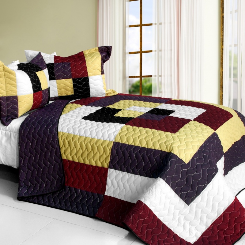 3Pc Vermicelli - Quilted Patchwork Quilt Set - Dreams Of Love