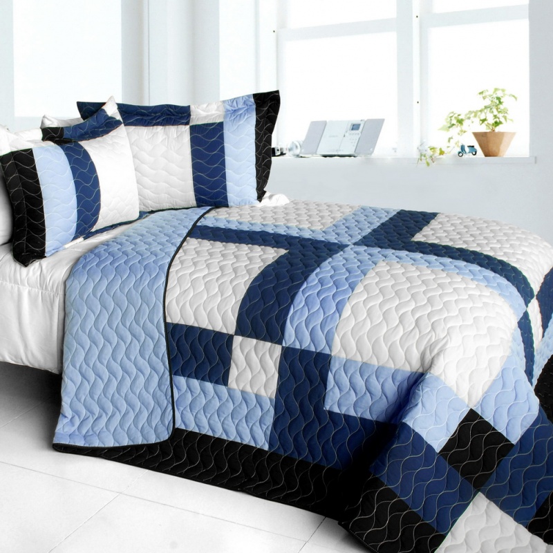 3Pc Vermicelli - Quilted Patchwork Quilt Set - Watermark