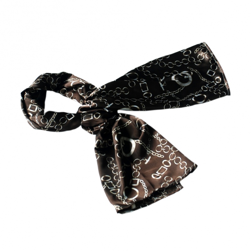 -Blancho Chocolate Circle Chain Print Chic Super Comfy Silk Scarf/Wrap/Shawl