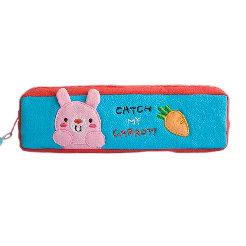 Embroidered Applique Pencil Pouch Bag / Cosmetic Bag - Catch My Carrot