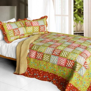 3Pc Cotton Contained Vermicelli-Quilted Patchwork Quilt Set - Paradise Ranch