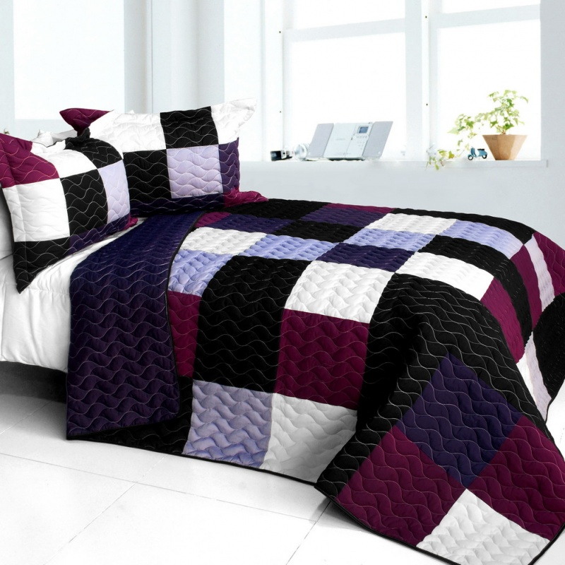 3Pc Vermicelli - Quilted Patchwork Quilt Set - Wonderful Life
