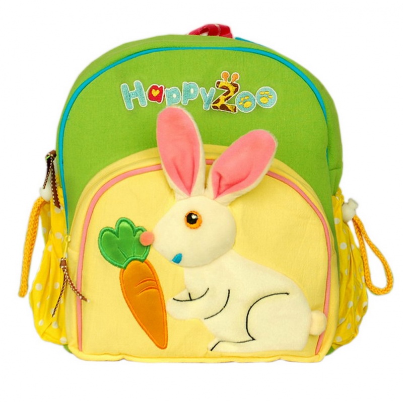 Embroidered Applique Kids Fabric Art School Backpack - Fanny Rabbit