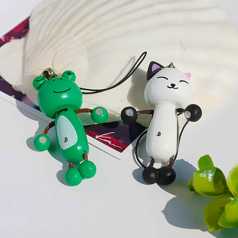 - Cell Phone Charm Strap / Camera Charm Strap - Happy Cat & Frog