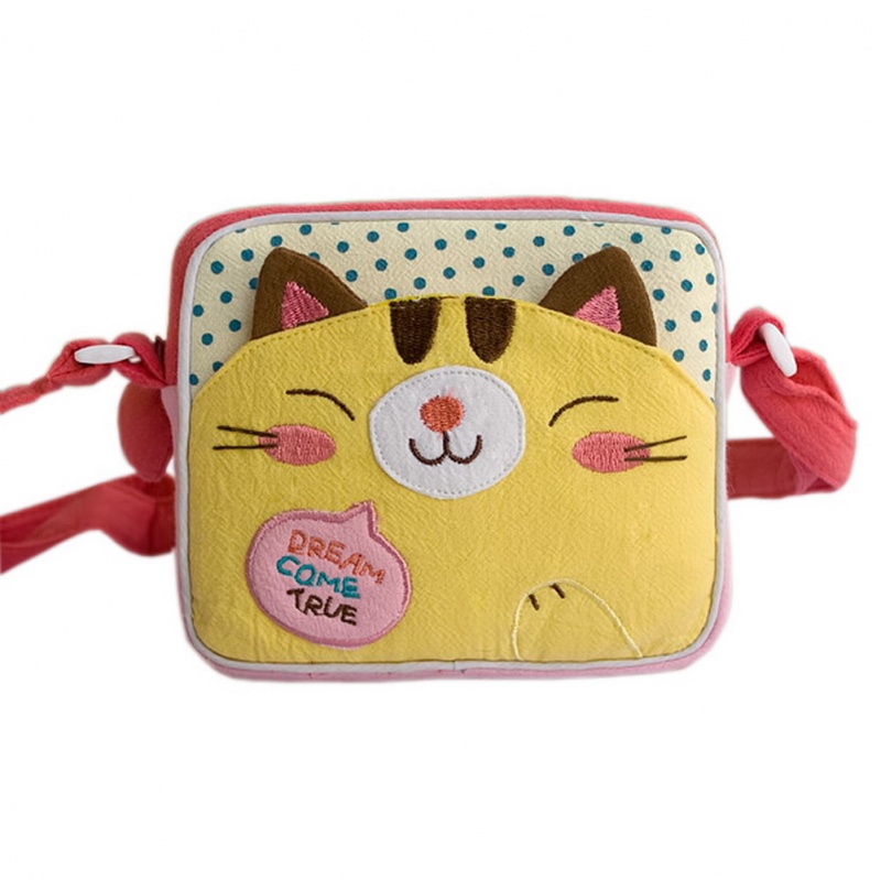 Embroidered Applique Swingpack Bag Purse / Wallet Bag - Lovely Kitten