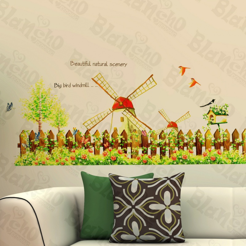 Windmill And Garden - Wall Decals Stickers Appliques Home déCor