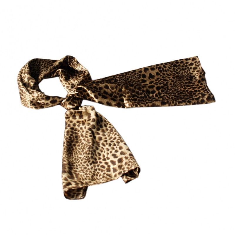 -Blancho Coffee Elegant Stylish Leopard Design Natural Silk Scarf/Wrap/Shawl