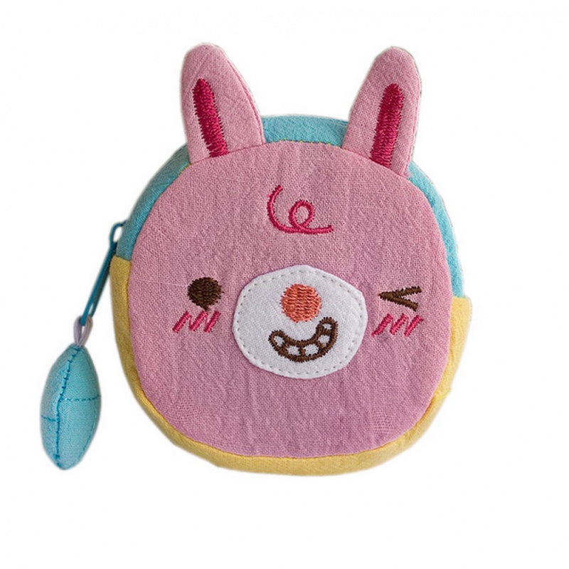 Embroidered Applique Fabric Art Wrist Wallet / Coin Purse - Funny Rabbit