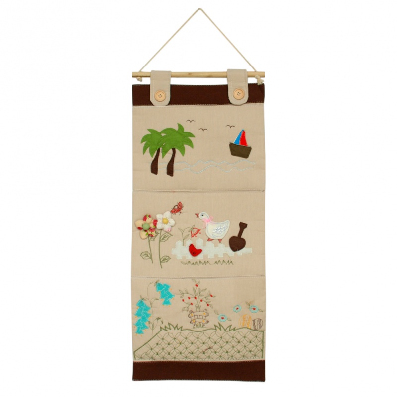 Ivory/Wall Hanging/Wall Pocket/Hanging Baskets - Duck &Flowers