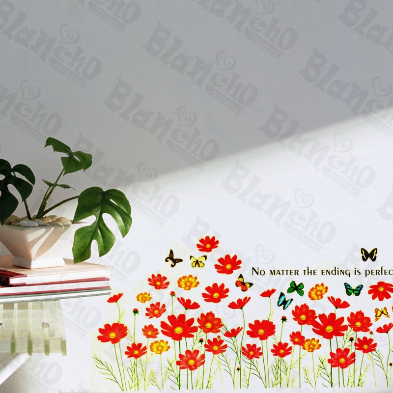 Butterfly And Flowers - Wall Decals Stickers Appliques Home déCor