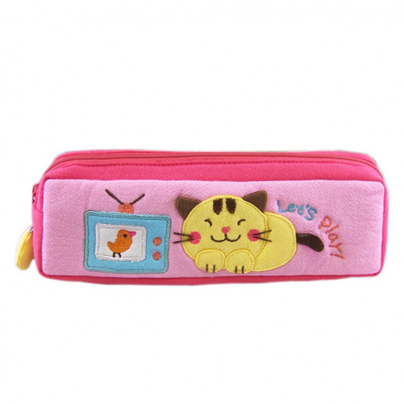 Embroidered Applique Pencil Pouch Bag / Cosmetic Bag - Let's Play