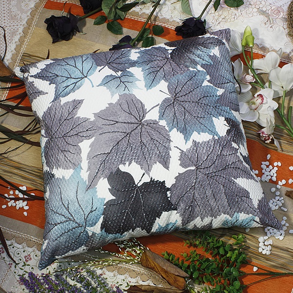 Bettino - Large Decorative Pillow - Blue Maple Leaf