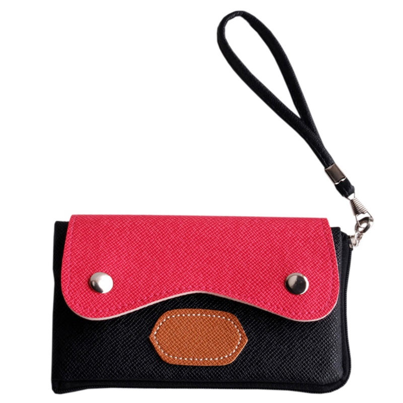 Colorful Leatherette Mobile Phone Pouch Cell Phone Case Clutch Pouch - Black Classics
