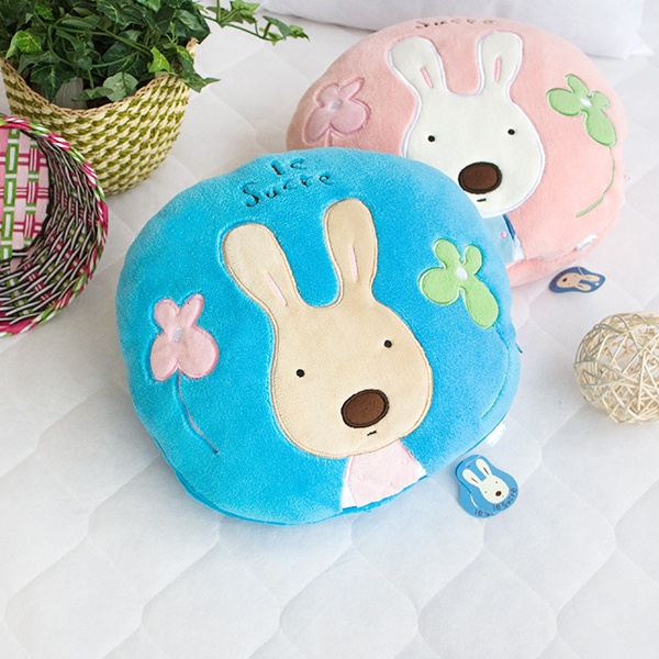 Blanket Pillow Cushion - Sugar Rabbit - Round Blue