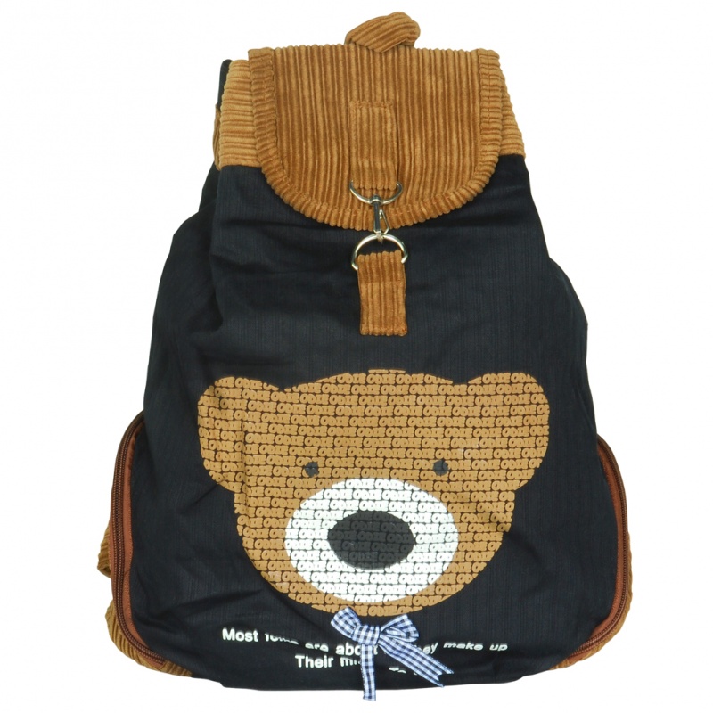 Fabric Art School Backpack Outdoor Daypack - Cheerful Bear