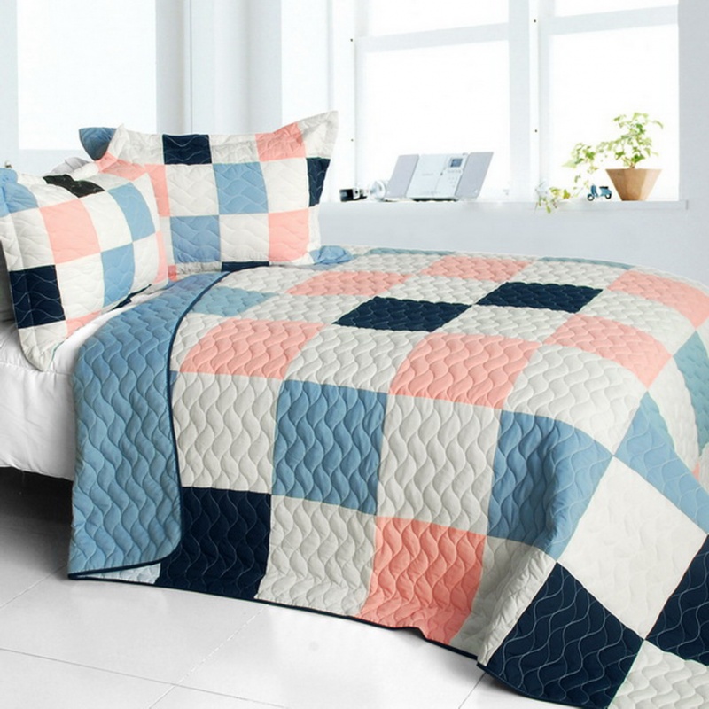 3Pc Vermicelli-Quilted Patchwork Quilt Set - Princess Diaries