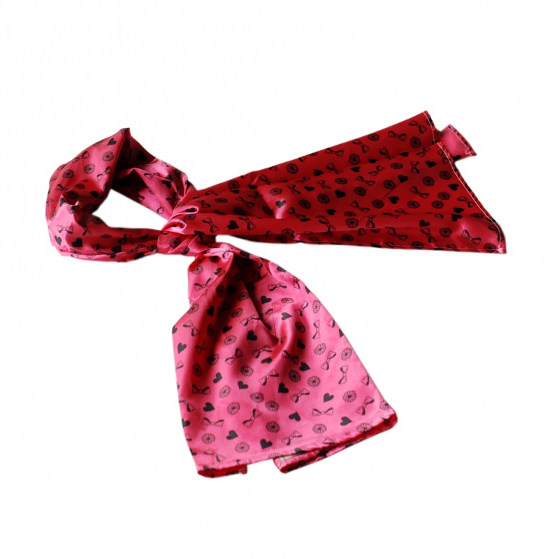 -Blancho Deep Pink Lovely Bow & Heart & Blosom Design Romantic Comfy Silk Scarf/Wrap/Shawl