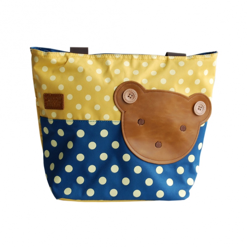 Blancho Applique Kids Fabric Art Tote Bag - Bear-Yellow