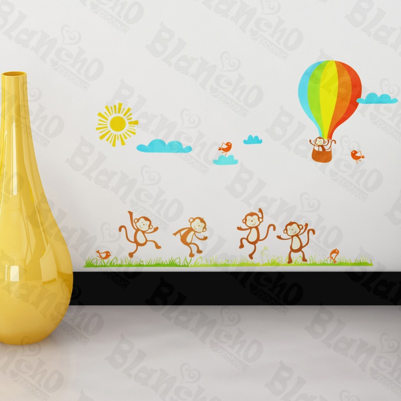 Monkey And Hot Balloon - Wall Decals Stickers Appliques Home déCor