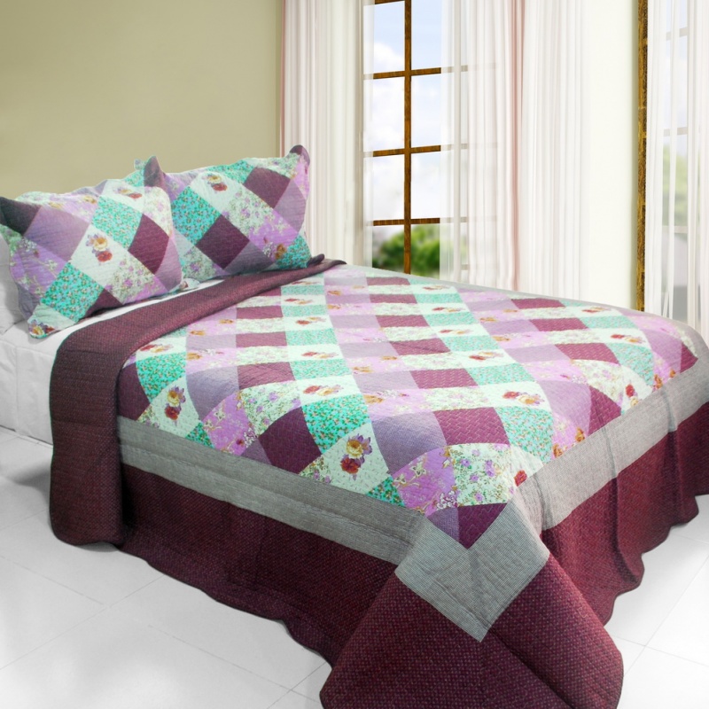 Cotton 3Pc Vermicelli-Quilted Printed Quilt Set - Sweet Dream