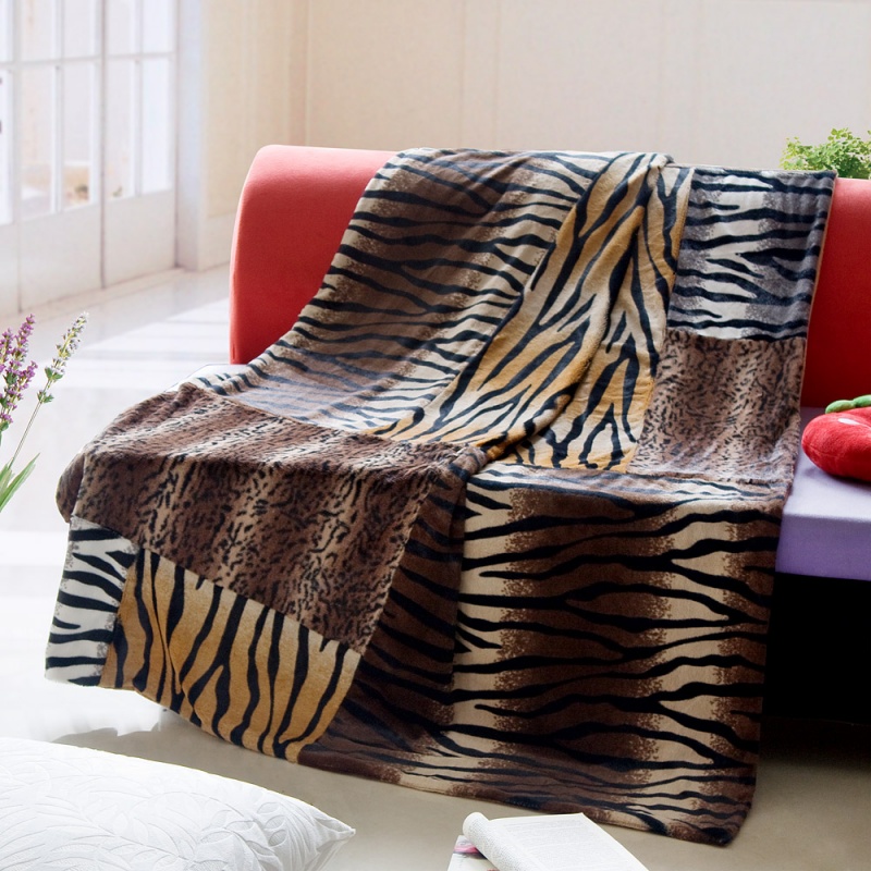Patchwork Throw Blanket - Tiger Stripes -a