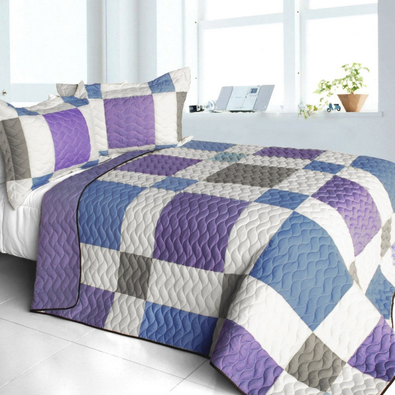 3Pc Vermicelli - Quilted Patchwork Quilt Set - Pure Willing