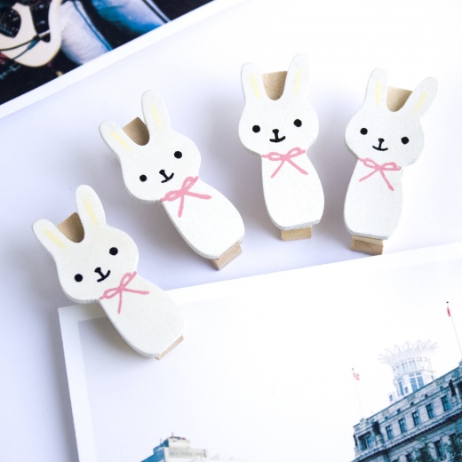 Wooden Clips / Wooden Clamps - Smile Rabbit