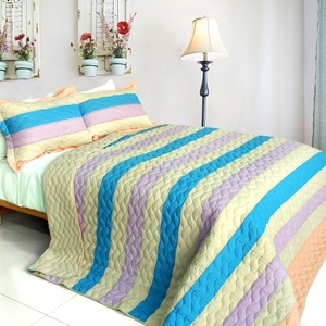 3Pc Vermicelli-Quilted Patchwork Quilt Set - Tasty Dessert