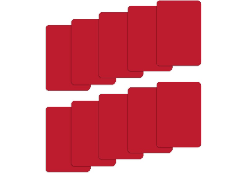 Set Of 10 Red Plastic Bridge Size Cut Cards