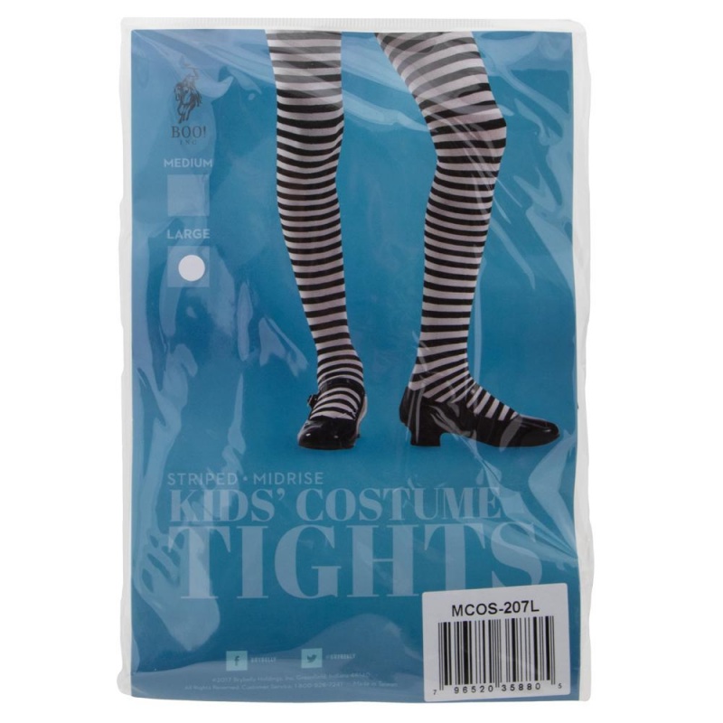Children's Striped Costume Tights, Black & White, m