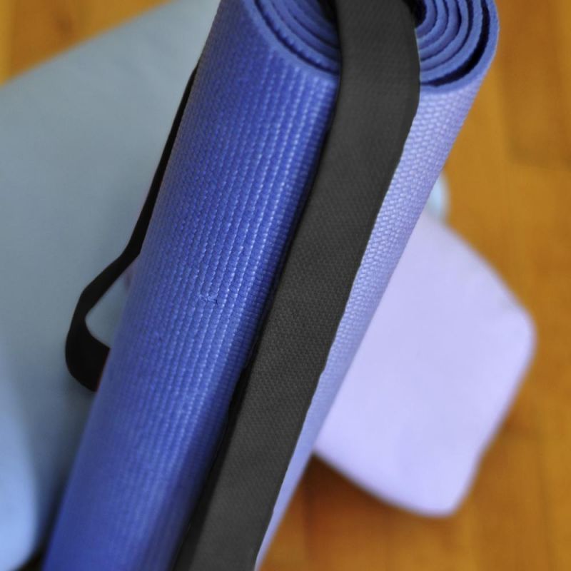 Black 8' Cotton Yoga Strap With Metal D-Ring