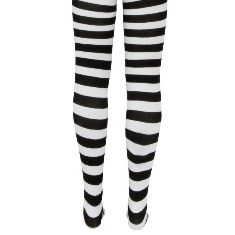 Children's Striped Costume Tights, Black & White, m