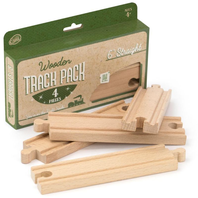 6' Straight Wooden Train Tracks, 4Pack