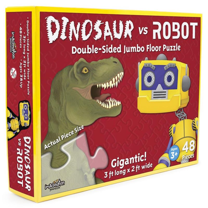 Dinosaur Vs. Robot 48 Piece Double Sided Floor Puzzle - 3 Ft