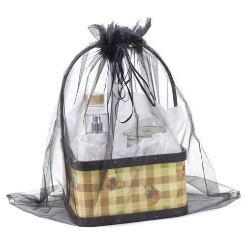 Extra Large (20In X 21In) Black Organza Bag With Drawstrings