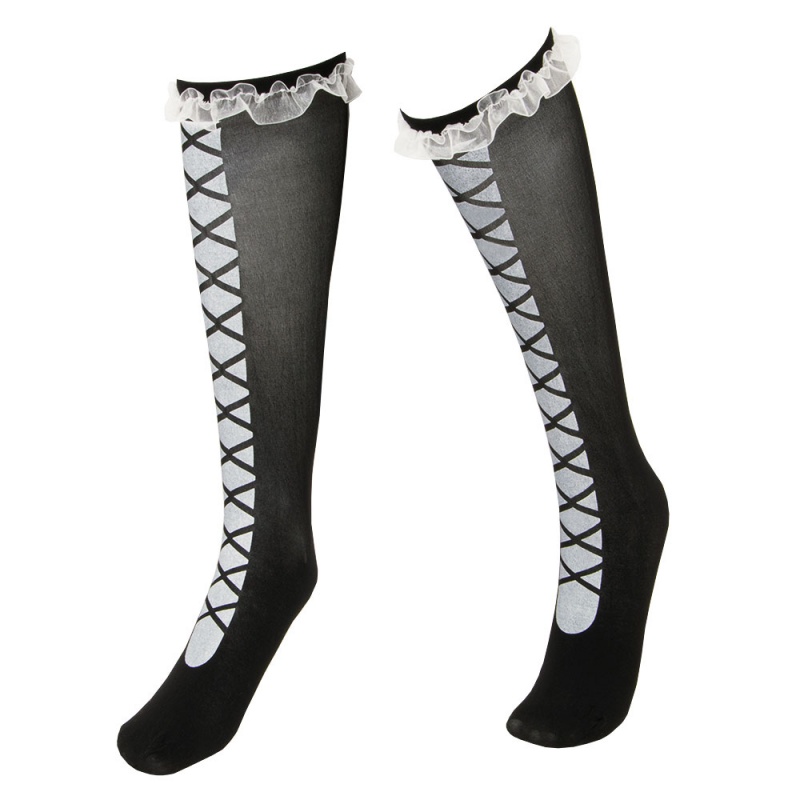 Black Laced Knee High Costume Tights