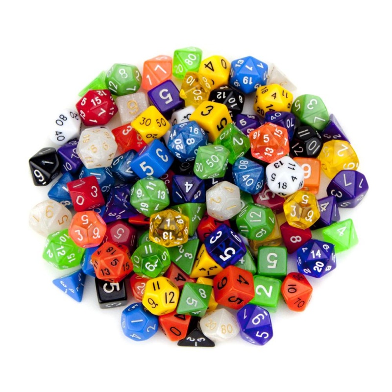 100+ Pack Of Random Polyhedral Dice W/ Free Pouch