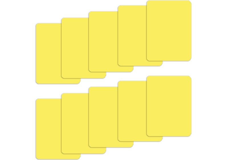 Set Of 10 Yellow Plastic Poker Size Cut Cards