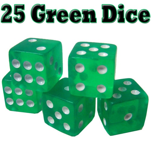 25 Green Dice - 16Mm