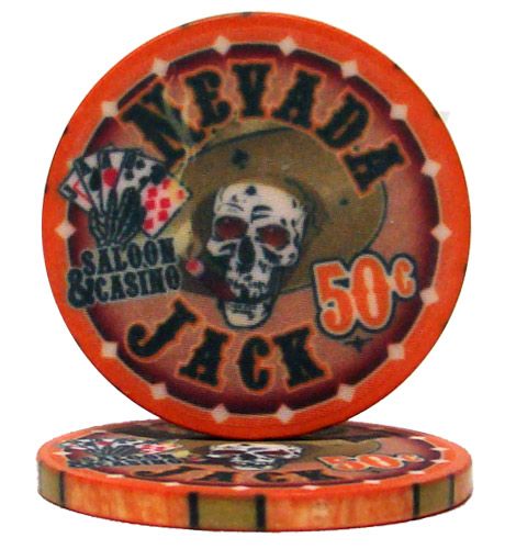 50 (Cent) Nevada Jack 10 Gram Ceramic Poker Chip (25 Pack)
