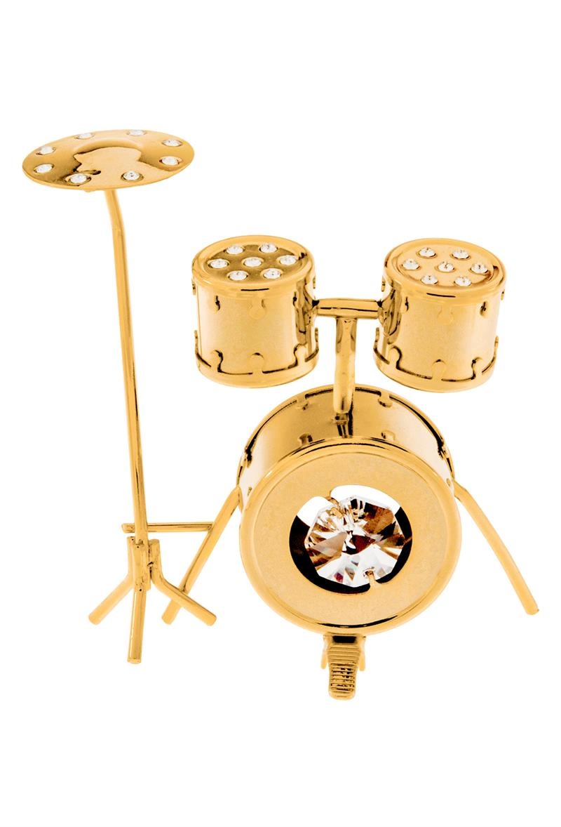 Drums 24K Gold Plated Figurine With Swarovski Crystals