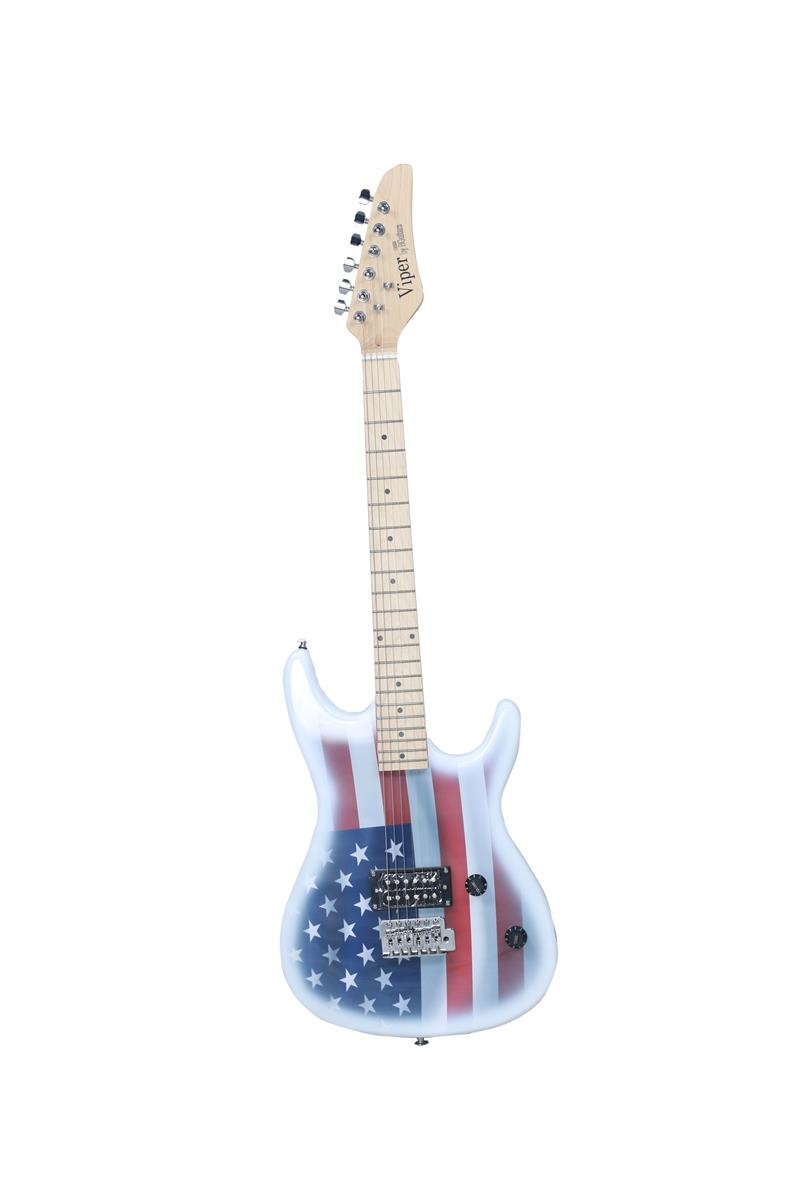 Viper Solid Body Electric Guitar Chrome Hardware American Flag