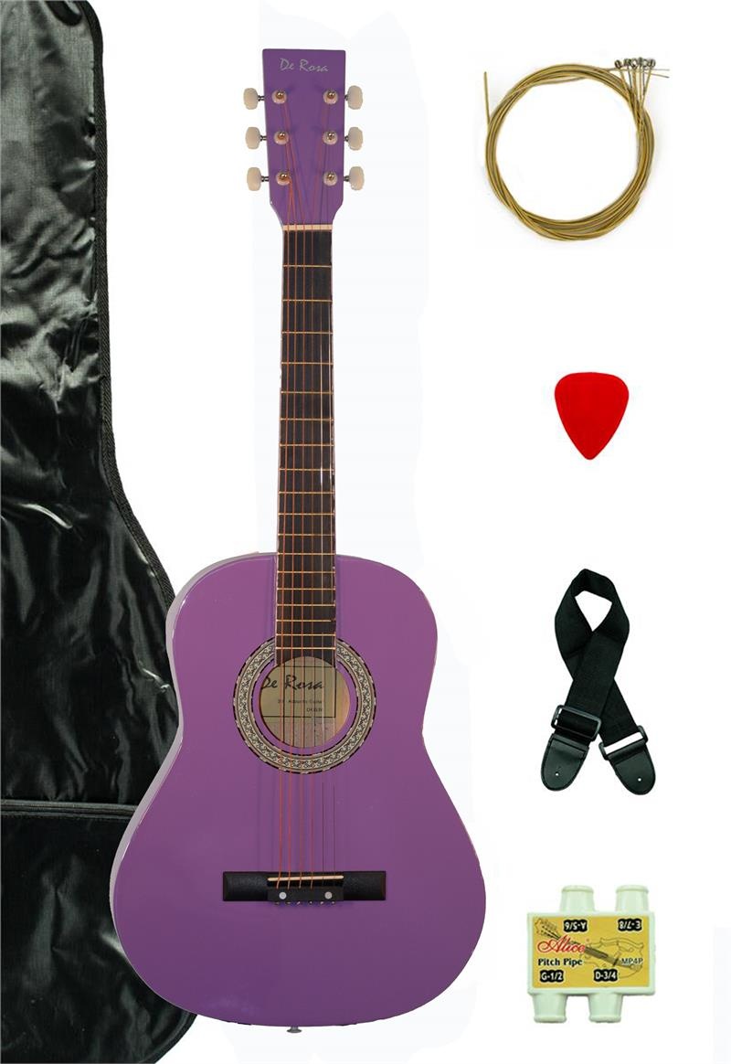 De Rosa Kids Acoustic Guitar Outfit Light Purple