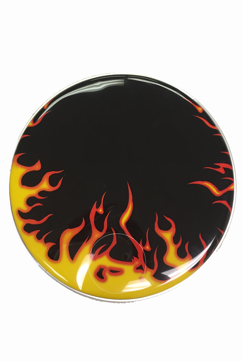 Hell's Flames Drum Head Custom Graphic Flames Resonant Bass Drum