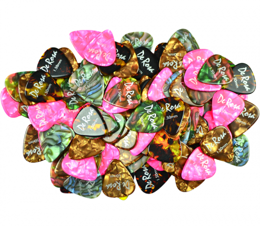De Rosa Colorful Celluloid Guitar Picks 1.5 100 Pack