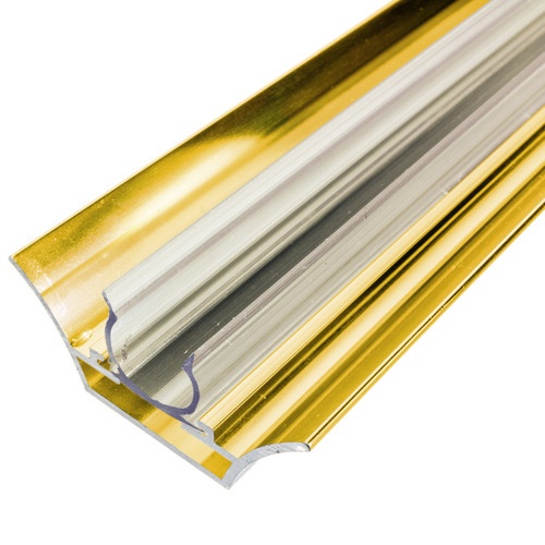 72 Inch X 1/2 Inch Rope Light Mounting Track - Reflective Aluminum Channel - Gold/Silver - 120 Volt